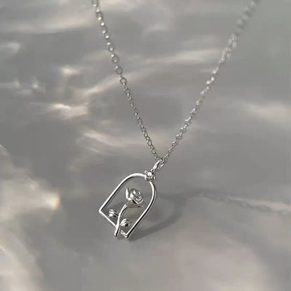 Enchanted Rose Necklace (Solid Silver) - Hypoallergenic - Abbott Atelier