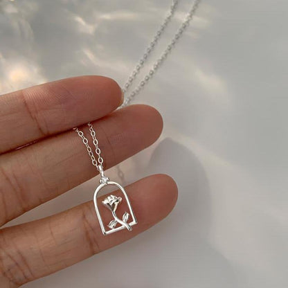 Enchanted Rose Necklace (Solid Silver) - Hypoallergenic - Abbott Atelier