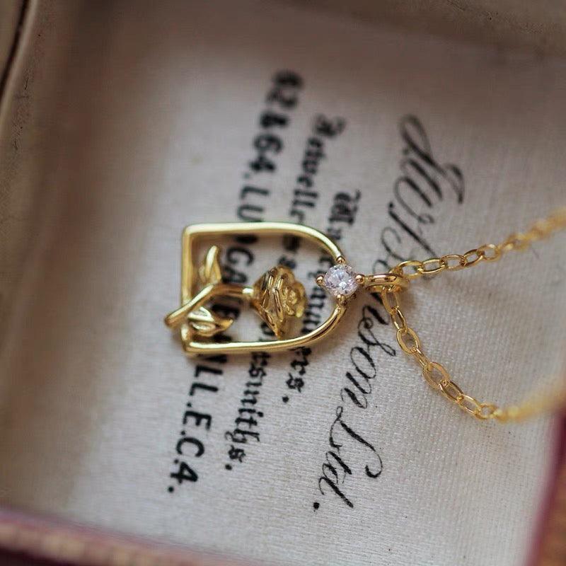 Enchanted Rose Necklace (Solid Silver) - Hypoallergenic - Abbott Atelier