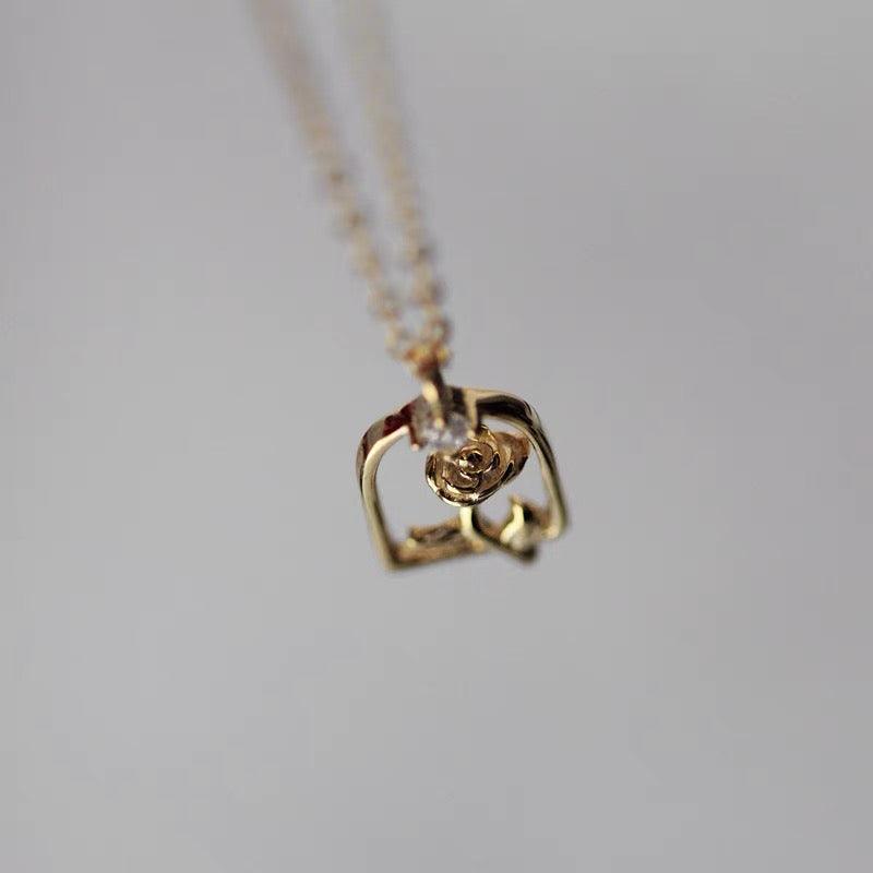 Enchanted Rose Necklace (Solid Silver) - Hypoallergenic - Abbott Atelier