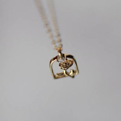 Enchanted Rose Necklace (Solid Silver) - Hypoallergenic - Abbott Atelier