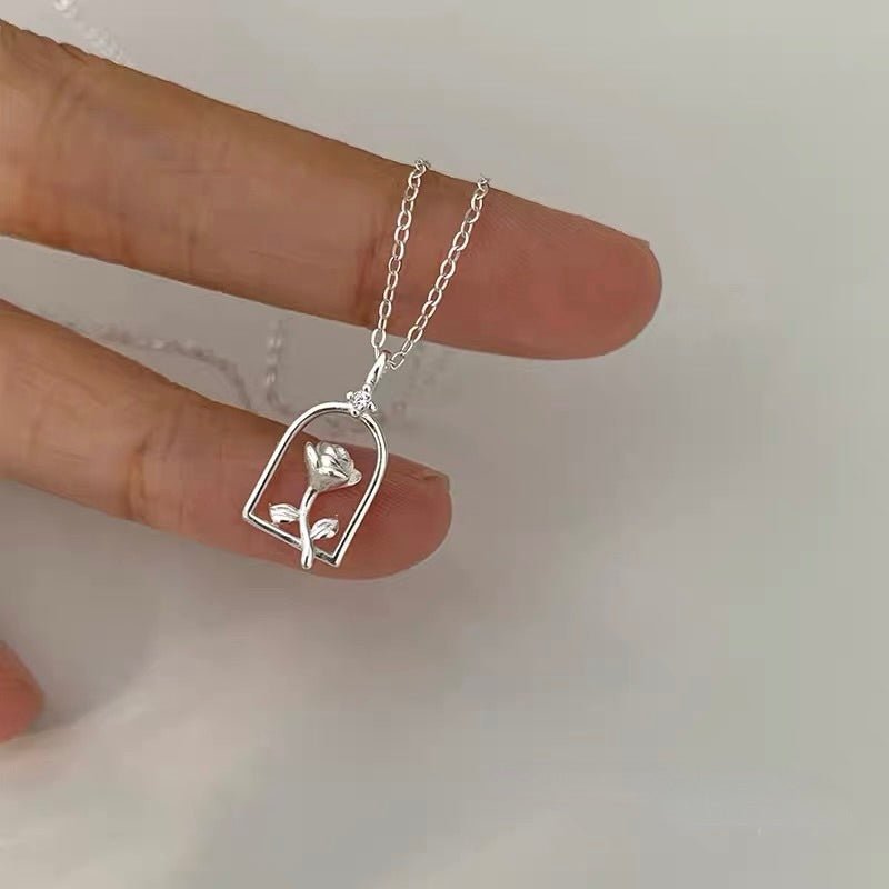 Enchanted Rose Necklace (Solid Silver) - Hypoallergenic - Abbott Atelier