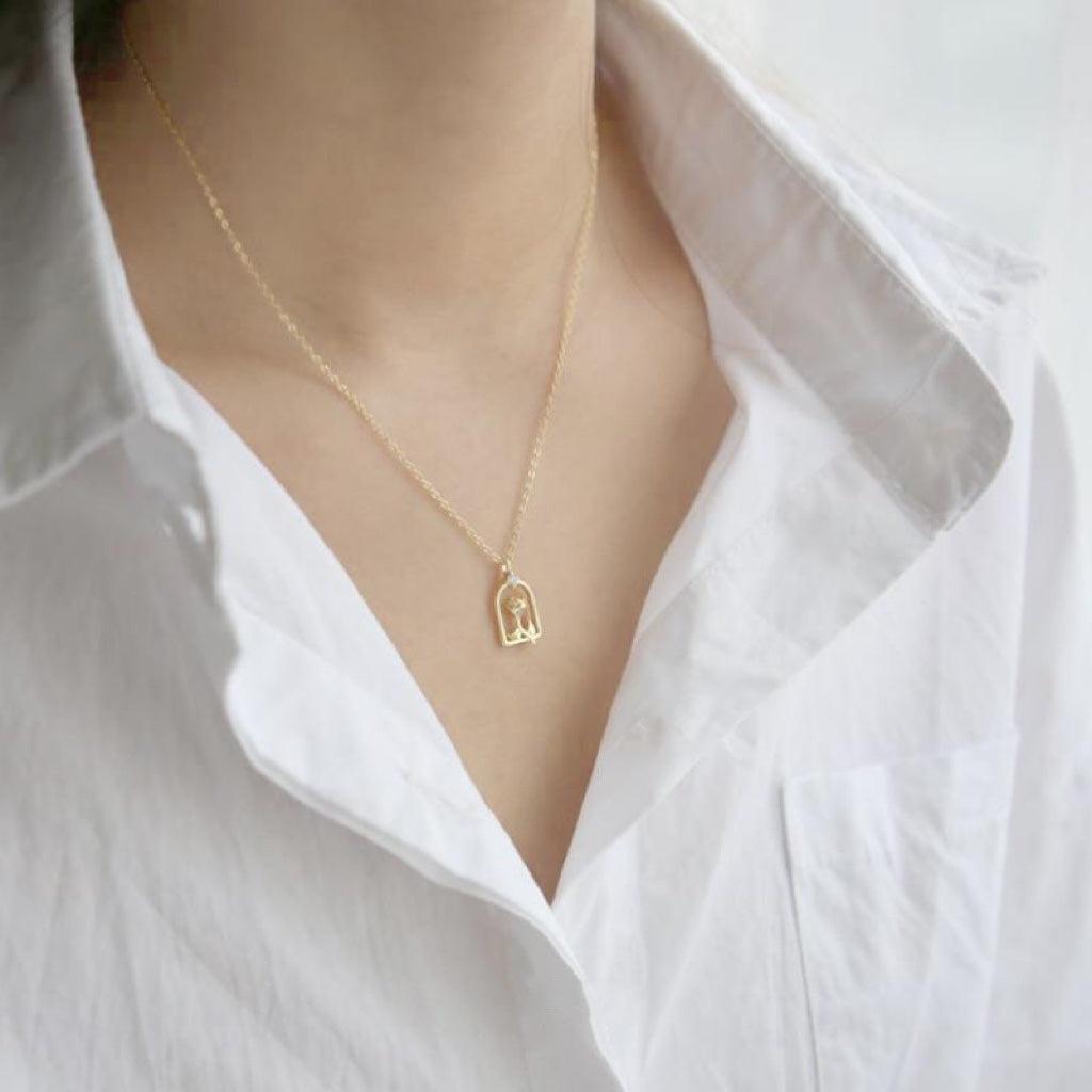 Enchanted Rose Necklace (Solid Silver) - Hypoallergenic - Abbott Atelier