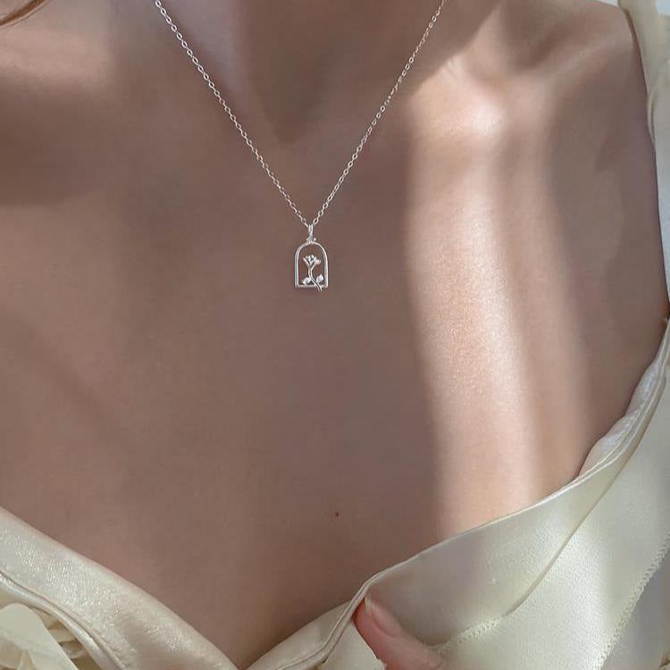 Enchanted Rose Necklace (Solid Silver) - Hypoallergenic - Abbott Atelier