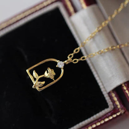 Enchanted Rose Necklace (Solid Silver) - Hypoallergenic - Abbott Atelier
