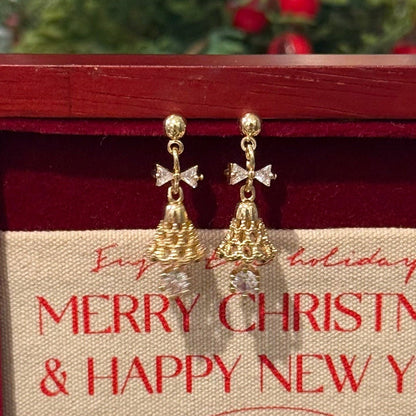 Festive Bell Clear Bow Earrings - Hypoallergenic - Abbott Atelier