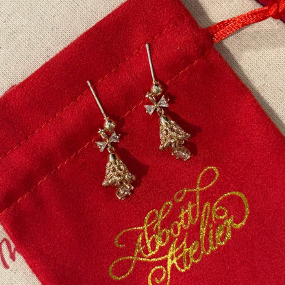Festive Bell Clear Bow Earrings - Hypoallergenic - Abbott Atelier
