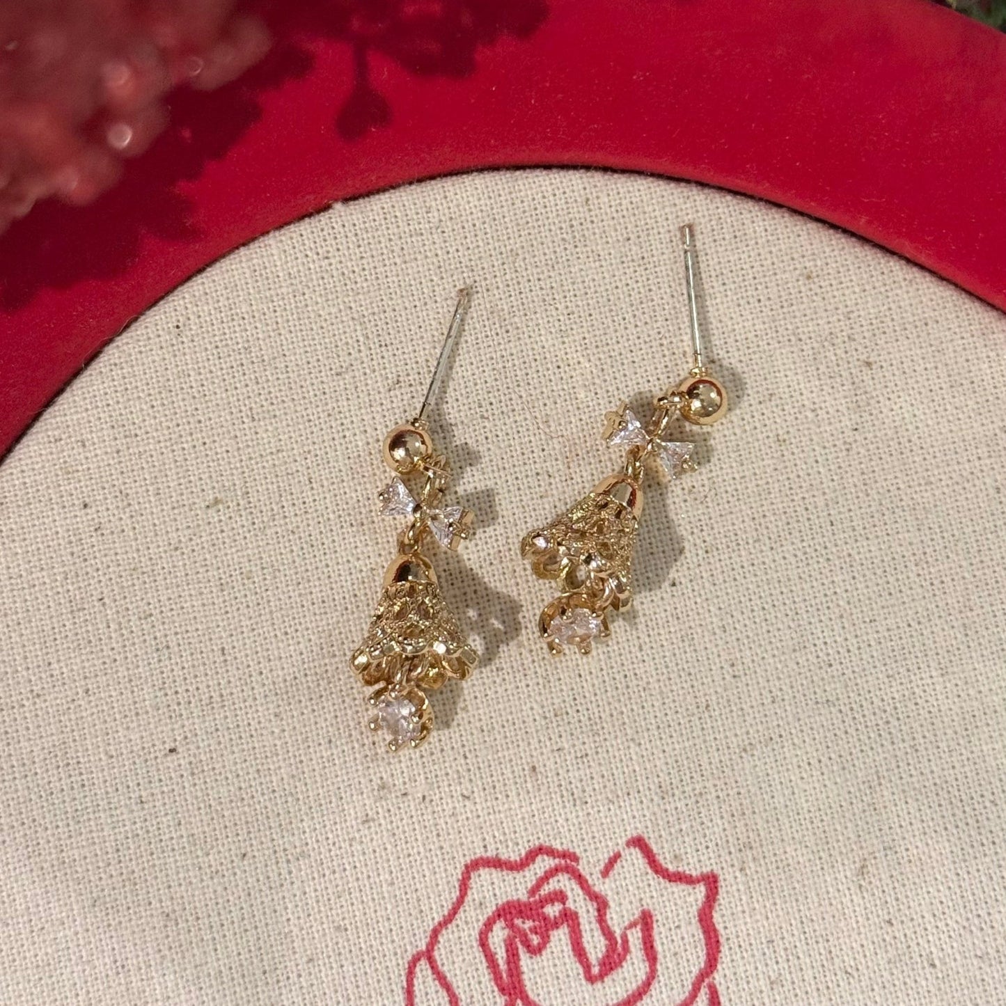 Festive Bell Clear Bow Earrings - Hypoallergenic - Abbott Atelier