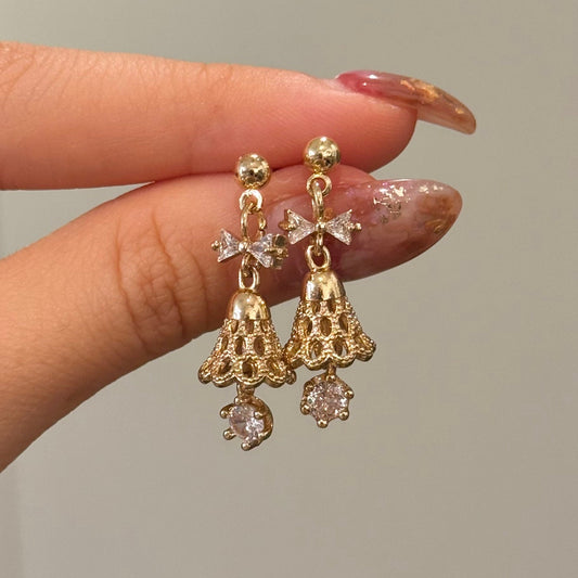 Festive Bell Clear Bow Earrings - Hypoallergenic - Abbott Atelier