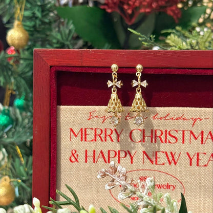 Festive Bell Clear Bow Earrings - Hypoallergenic - Abbott Atelier