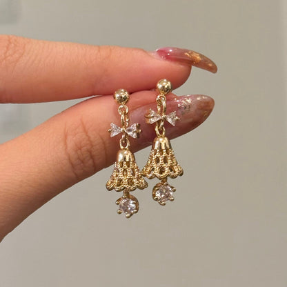Festive Bell Clear Bow Earrings - Hypoallergenic - Abbott Atelier
