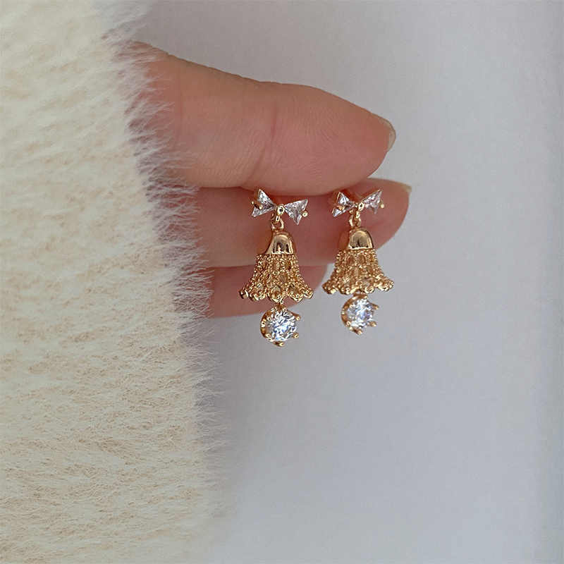 Festive Bell Clear Bow Earrings - Hypoallergenic - Abbott Atelier