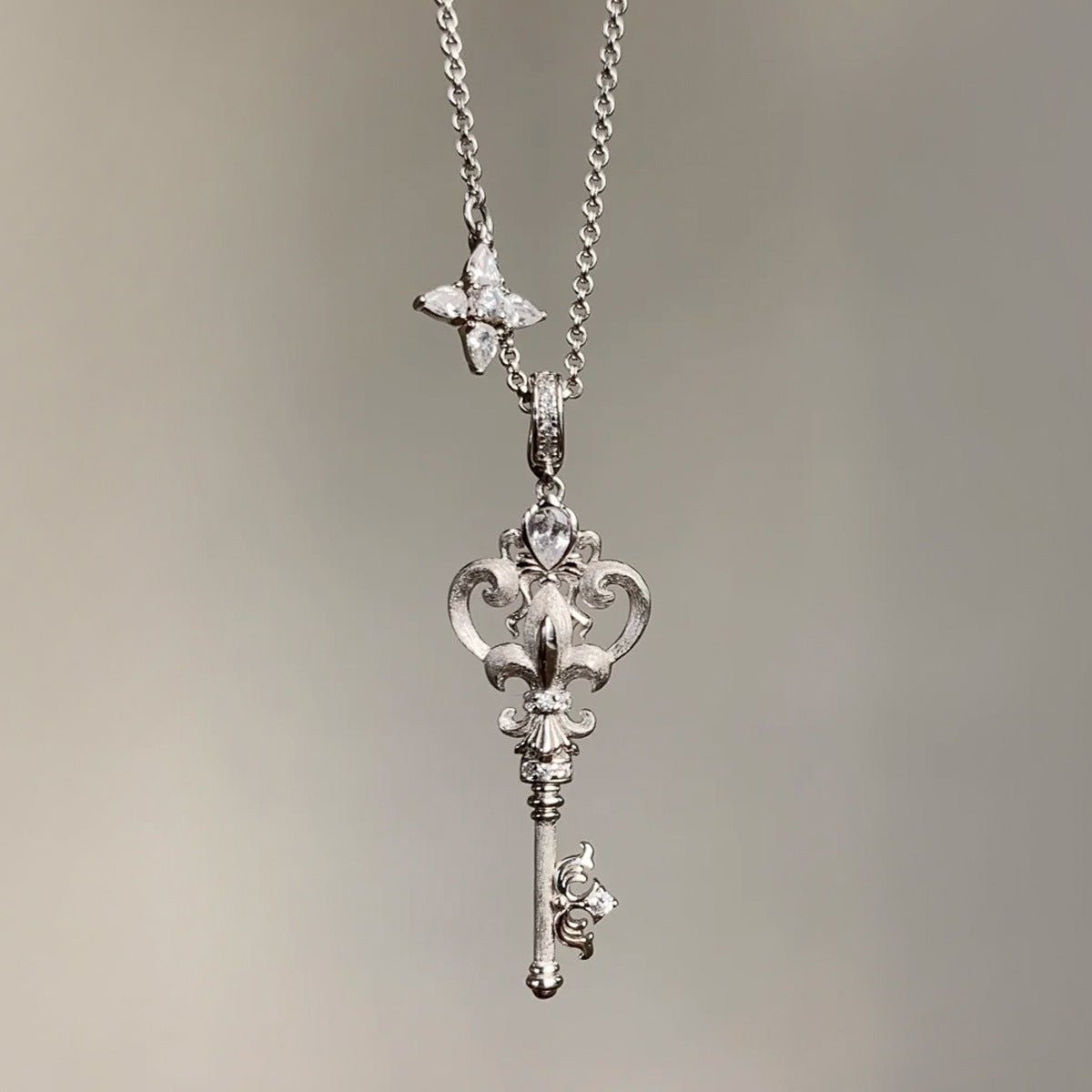 Fleur de Lys Key Necklace - Gold Plated - Abbott Atelier