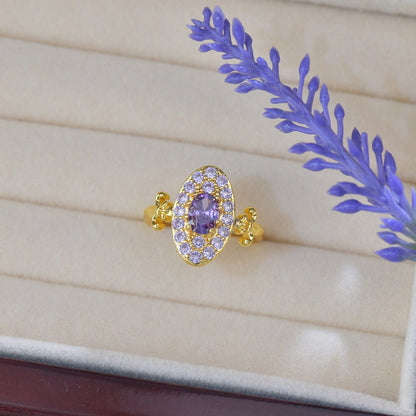 Fleur Medallion Amethyst Ring - Gold-Plated - Abbott Atelier