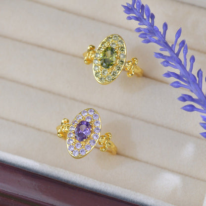 Fleur Medallion Peridot Ring - Gold-Plated - Abbott Atelier