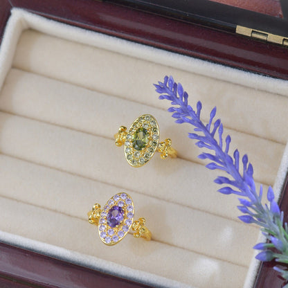 Fleur Medallion Peridot Ring - Gold-Plated - Abbott Atelier