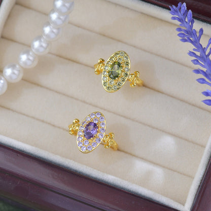 Fleur Medallion Peridot Ring - Gold-Plated - Abbott Atelier