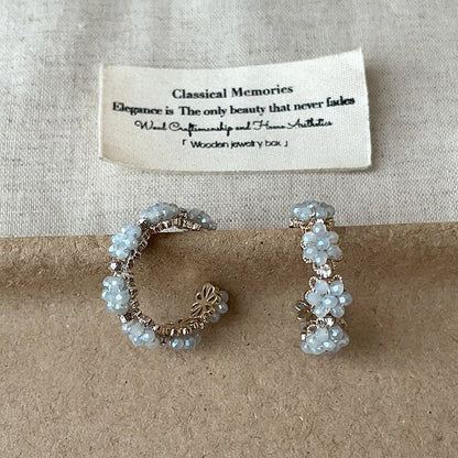 Floret Hoop Earrings in Blue - Hypoallergenic - Abbott Atelier