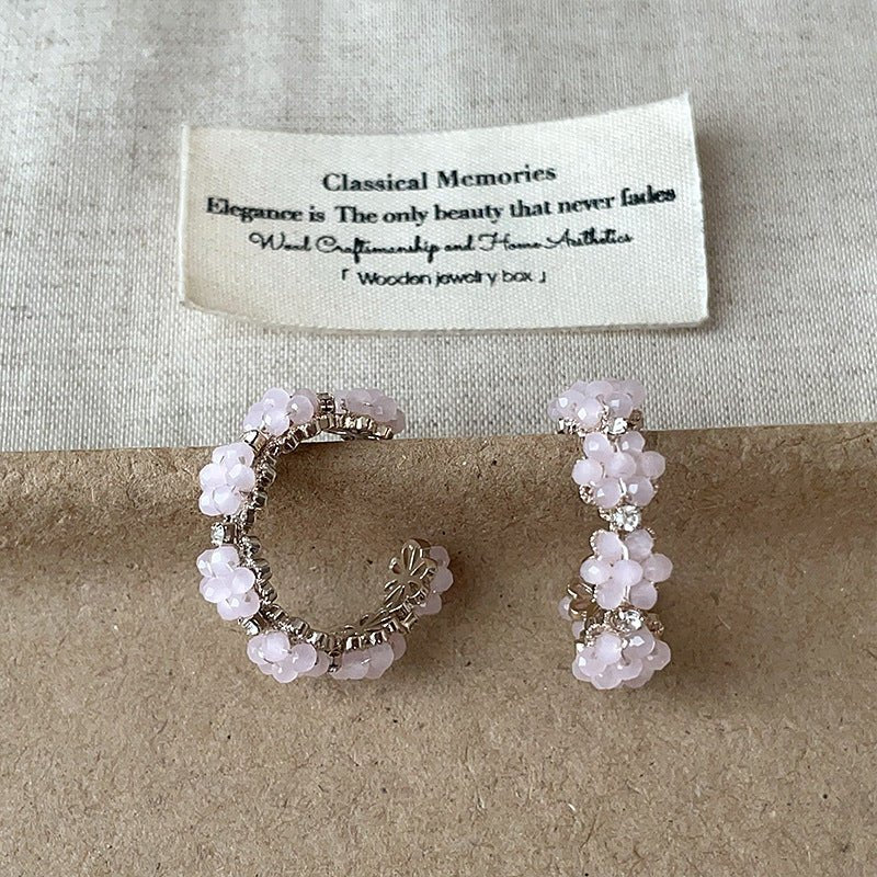 Floret Hoop Earrings in Pink - Hypoallergenic - Abbott Atelier