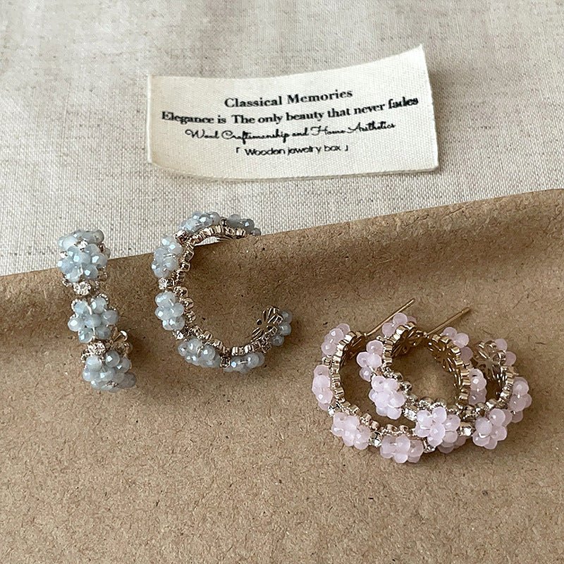 Floret Hoop Earrings in Pink - Hypoallergenic - Abbott Atelier