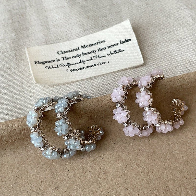 Floret Hoop Earrings in Pink - Hypoallergenic - Abbott Atelier