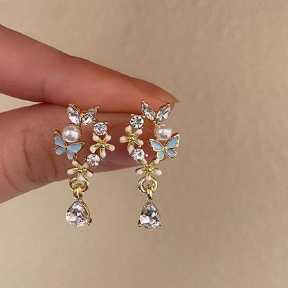 Flower Butterfly Earrings - Melissa - Gold - Plated - Abbott Atelier