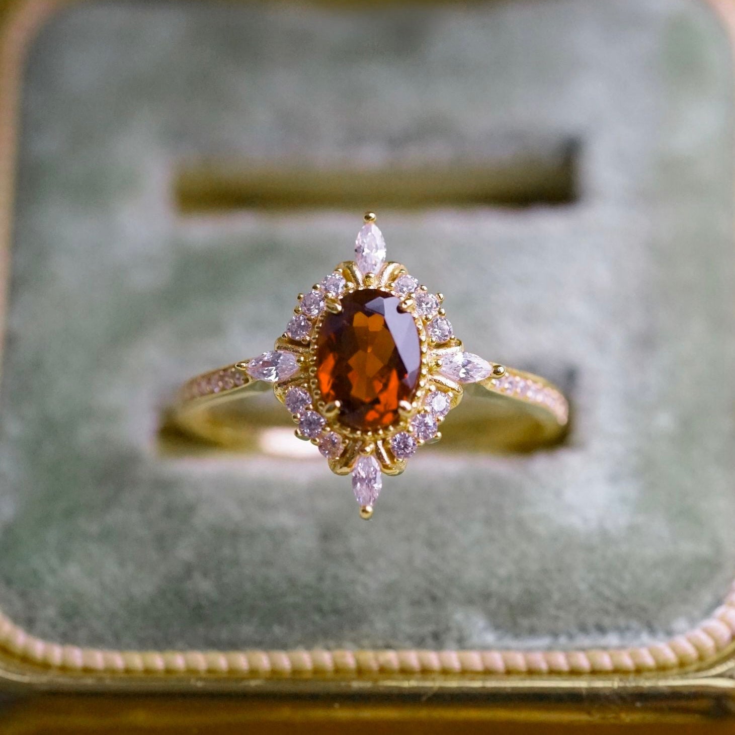 Garnet Baroque Ring - Gold - Plated - Abbott Atelier