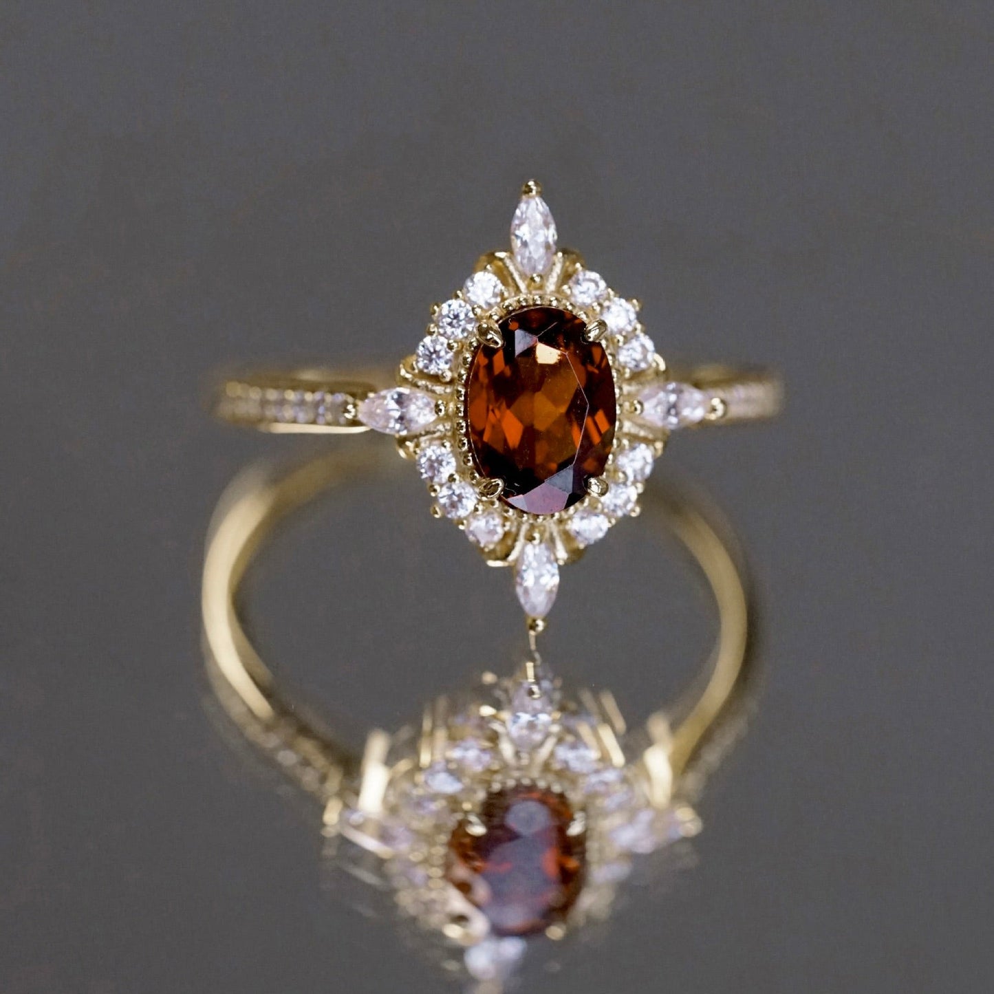 Garnet Baroque Ring - Gold - Plated - Abbott Atelier