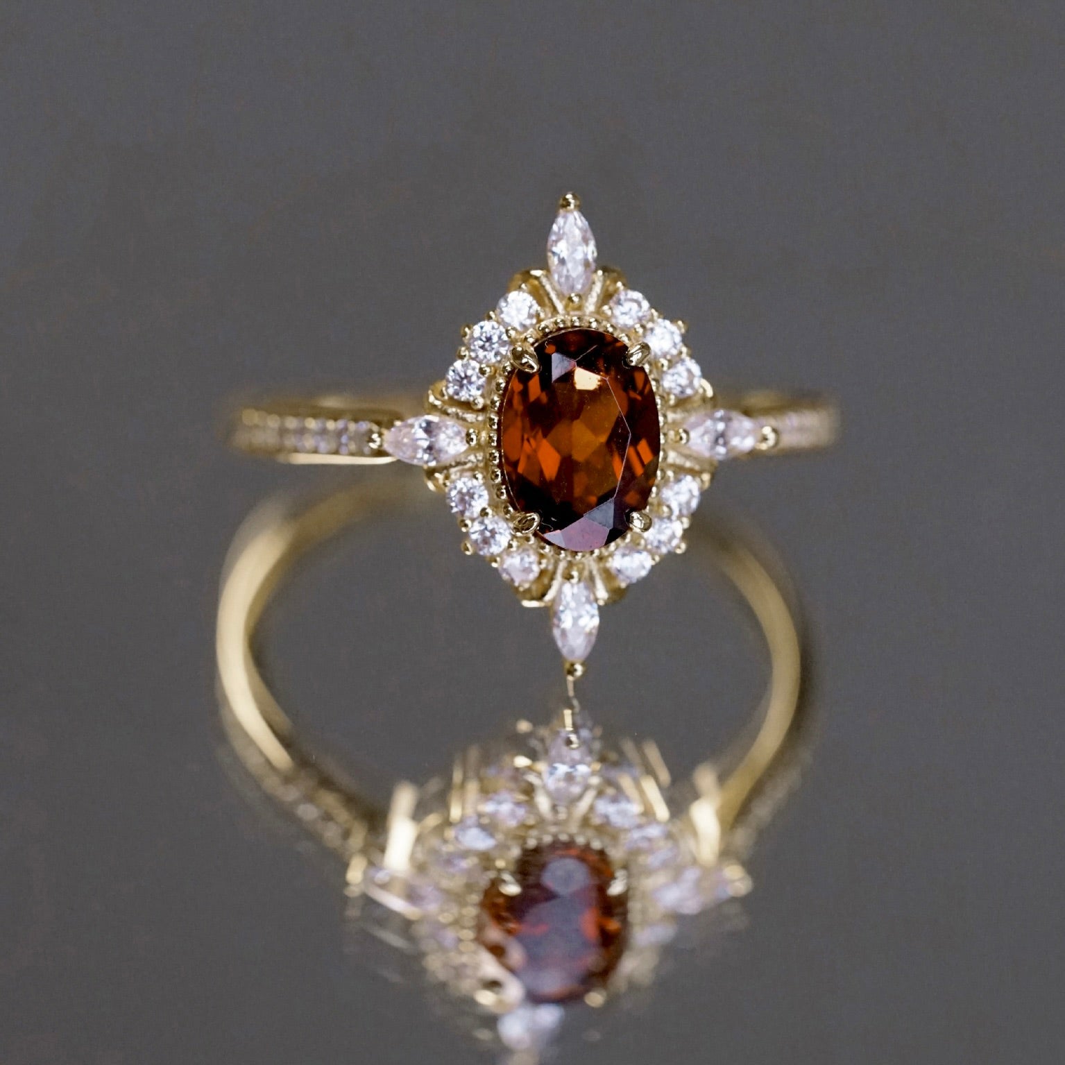 Garnet Baroque Ring - Gold - Plated - Abbott Atelier