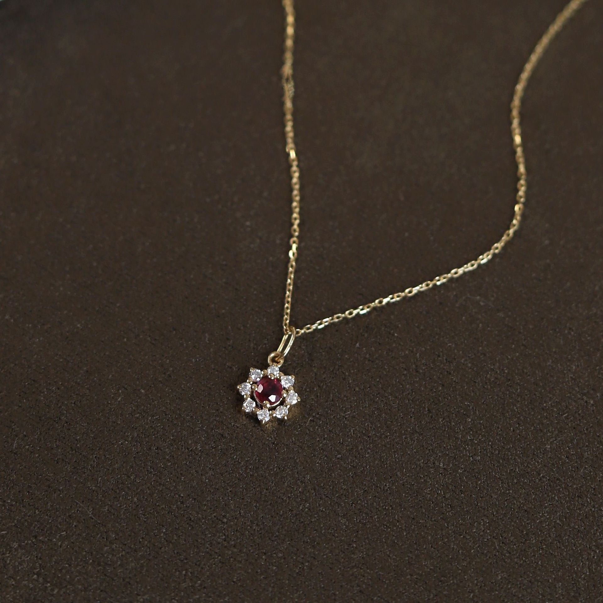 Garnet Blossom Necklace (Solid Silver) - Hypoallergenic - Abbott Atelier