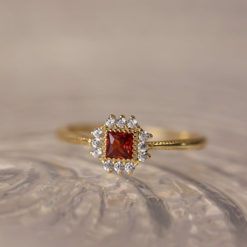 Garnet Emberstone Ring - Gold Plated Brass - Abbott Atelier