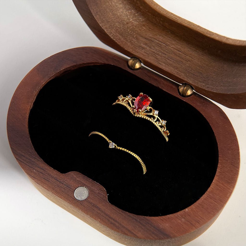 Garnet Tiara Ring Set - Gold - Plated - Abbott Atelier