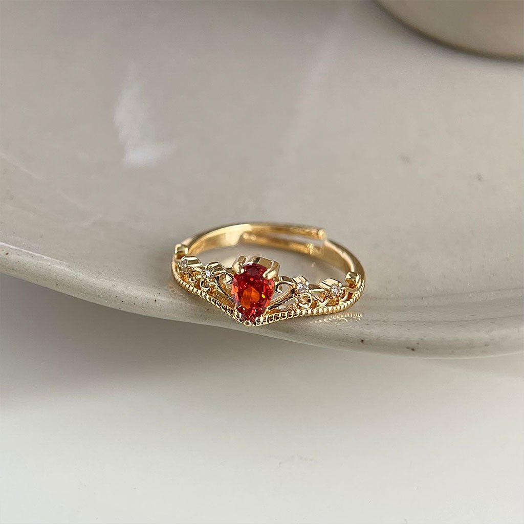 Garnet Tiara Ring Set - Gold - Plated - Abbott Atelier