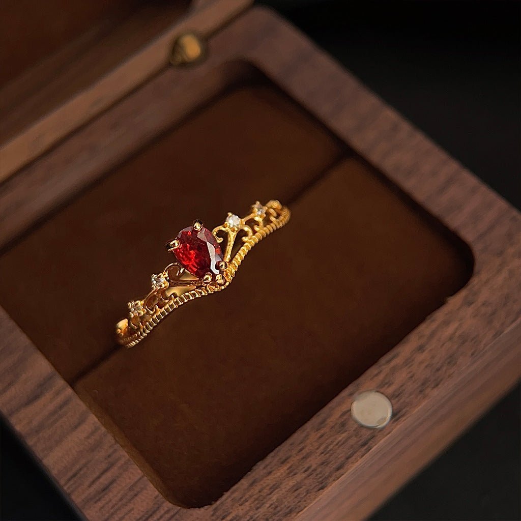 Garnet Tiara Ring Set - Gold - Plated - Abbott Atelier