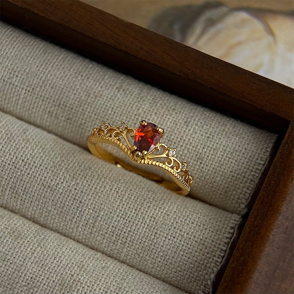 Garnet Tiara Ring Set - Gold - Plated - Abbott Atelier
