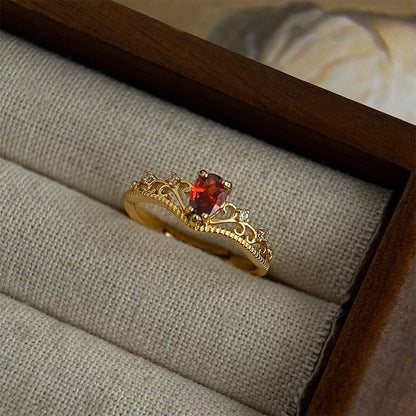 Garnet Tiara Ring Set - Gold - Plated - Abbott Atelier