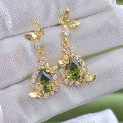 Gilded Butterfly Peridot Earrings - Hypoallergenic - Abbott Atelier