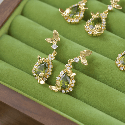 Gilded Butterfly Peridot Earrings - Hypoallergenic - Abbott Atelier