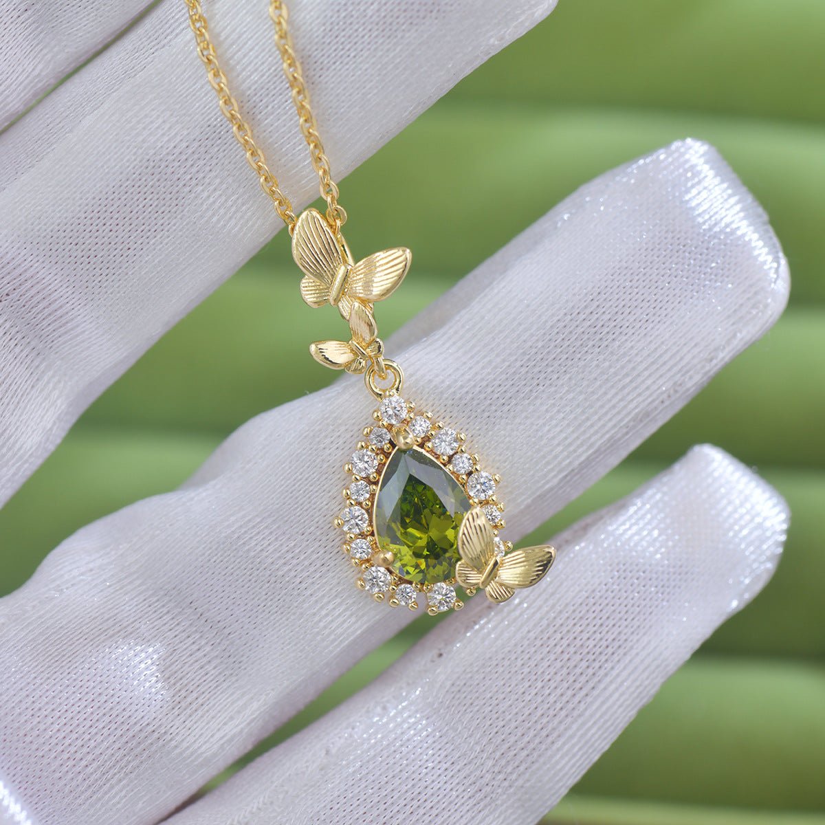 Gilded Butterfly Peridot Necklace - Gold Plated - Abbott Atelier