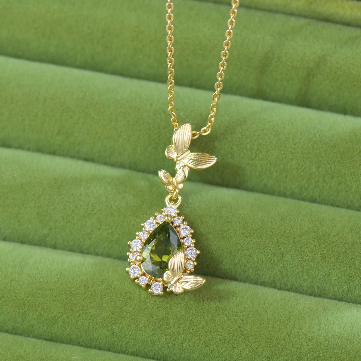Gilded Butterfly Peridot Necklace - Gold Plated - Abbott Atelier