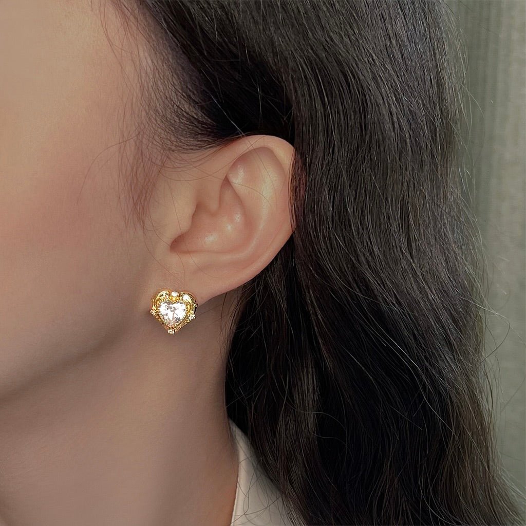 Gilded Heart Earrings - Hypoallergenic - Abbott Atelier