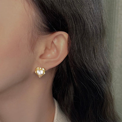 Gilded Heart Earrings - Hypoallergenic - Abbott Atelier