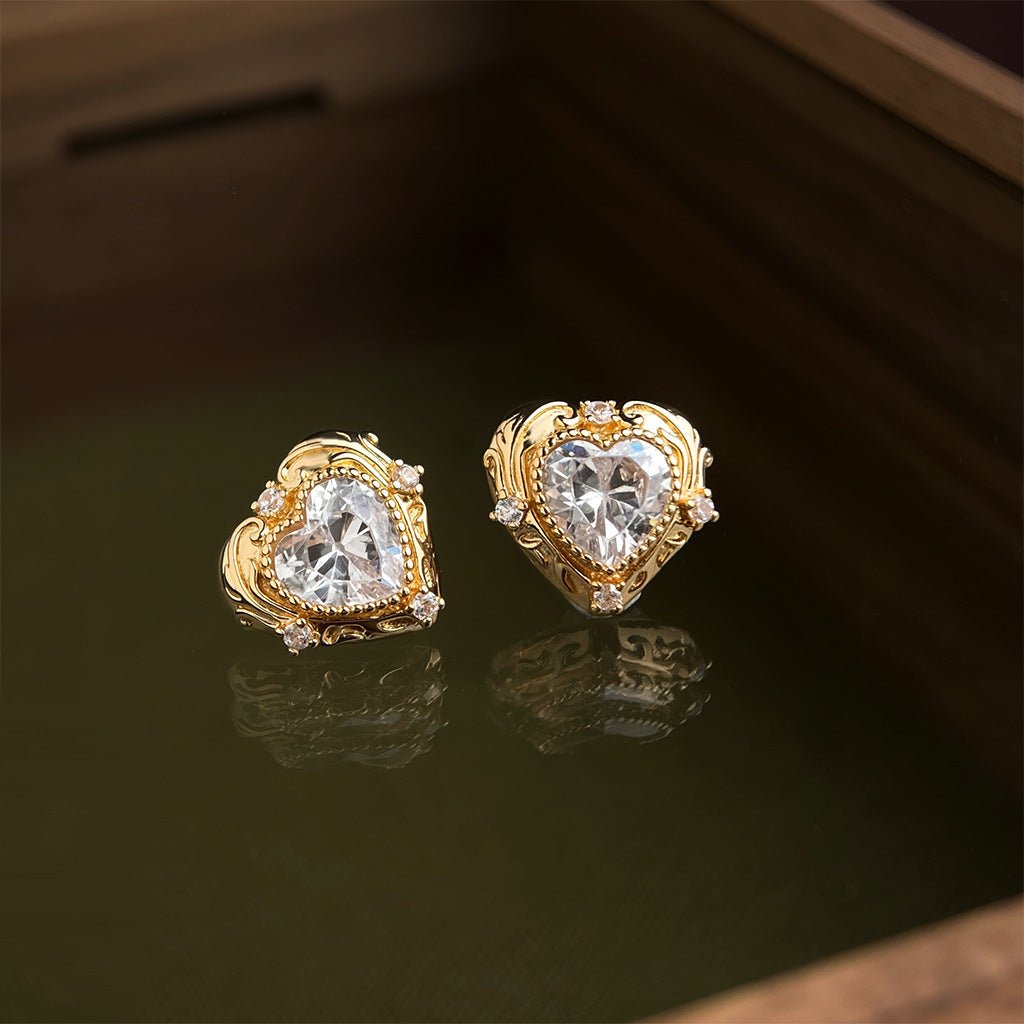 Gilded Heart Earrings - Hypoallergenic - Abbott Atelier