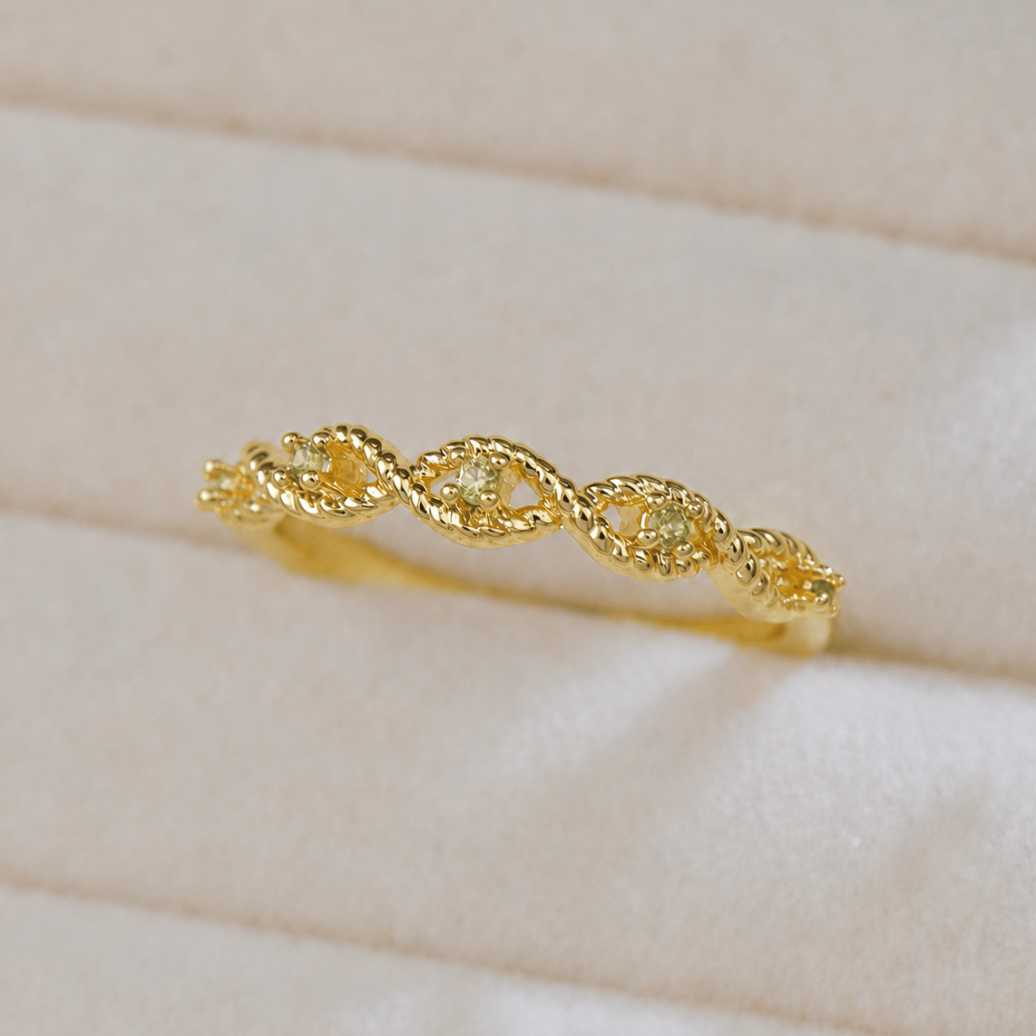 Gilded Infinity Peridot Ring - Gold-Plated - Abbott Atelier
