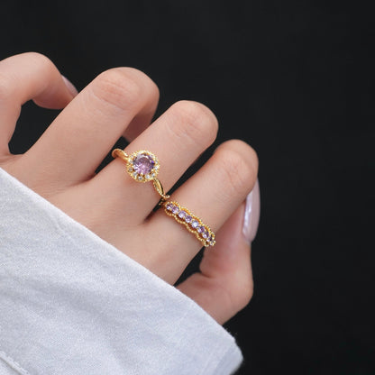 Gilded Lace Amethyst Ring - Gold-Plated - Abbott Atelier