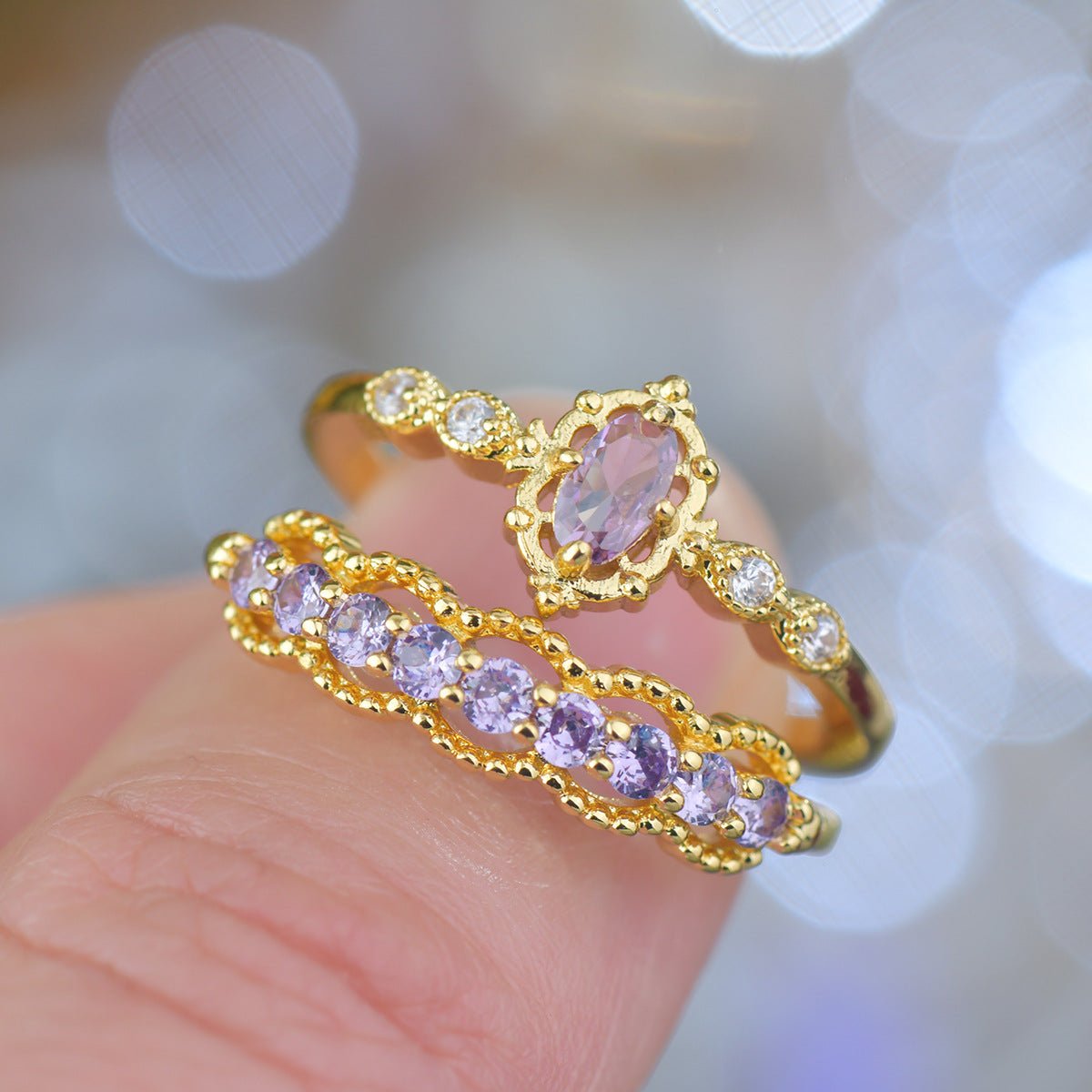 Gilded Lace Amethyst Ring - Gold-Plated - Abbott Atelier