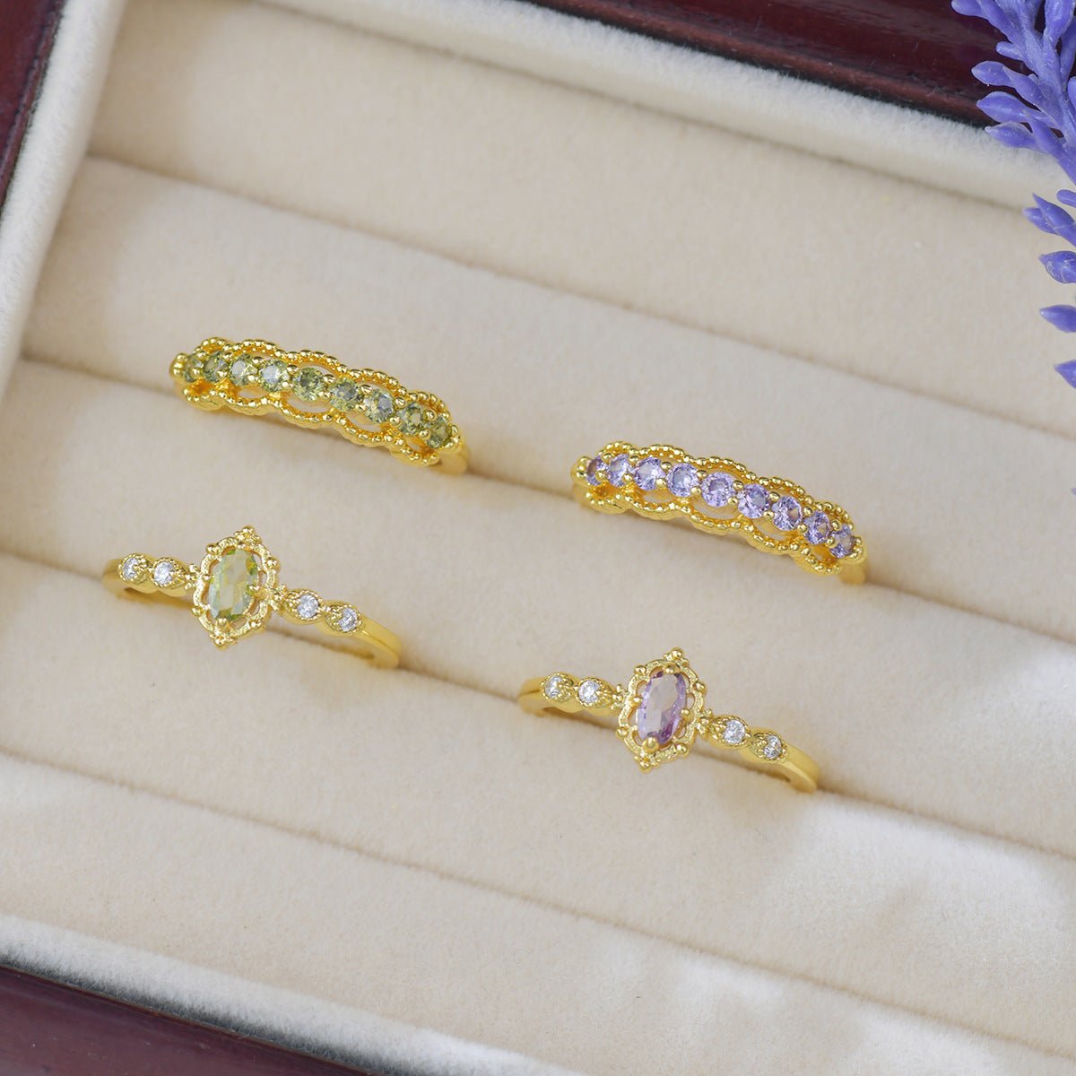 Gilded Lace Peridot Ring - Gold-Plated - Abbott Atelier