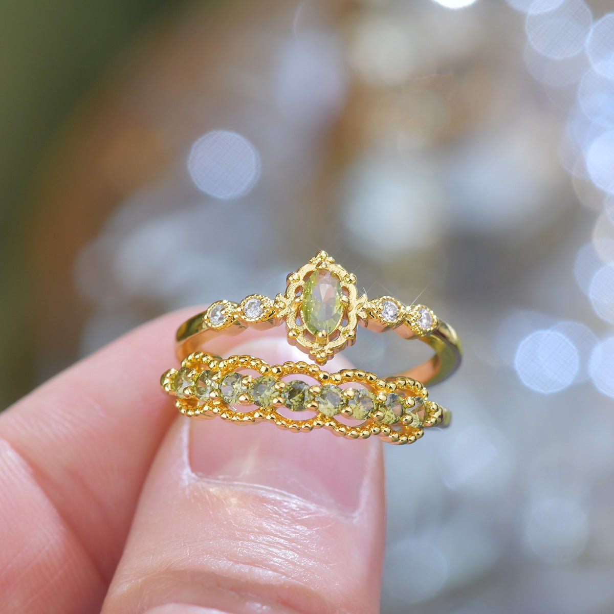 Gilded Lace Peridot Ring - Gold-Plated - Abbott Atelier