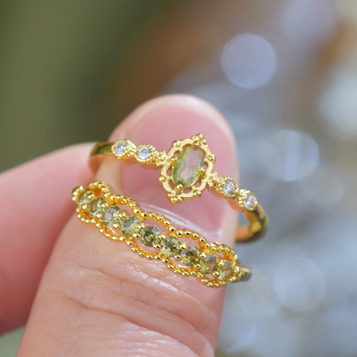Gilded Lace Peridot Ring - Gold-Plated - Abbott Atelier