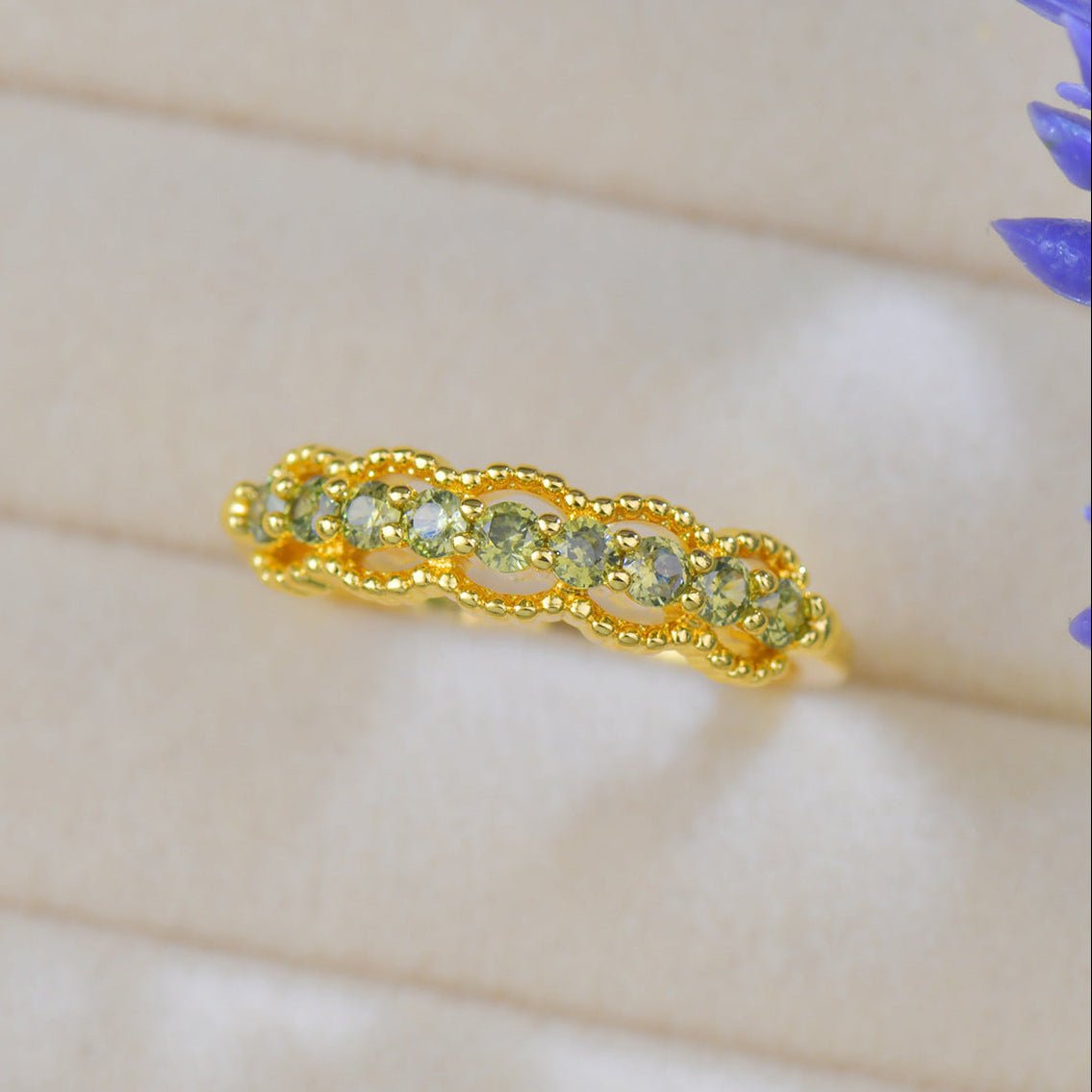 Gilded Lace Peridot Ring - Gold-Plated - Abbott Atelier